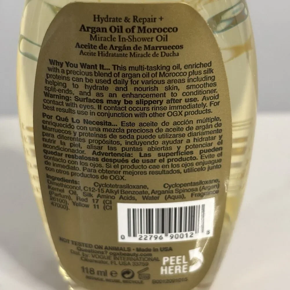 Lot Of 4 NEW OGX Argan Oil Of Morocco Miracle IN-SHOWER Oil Hydrate Repair 4 Oz